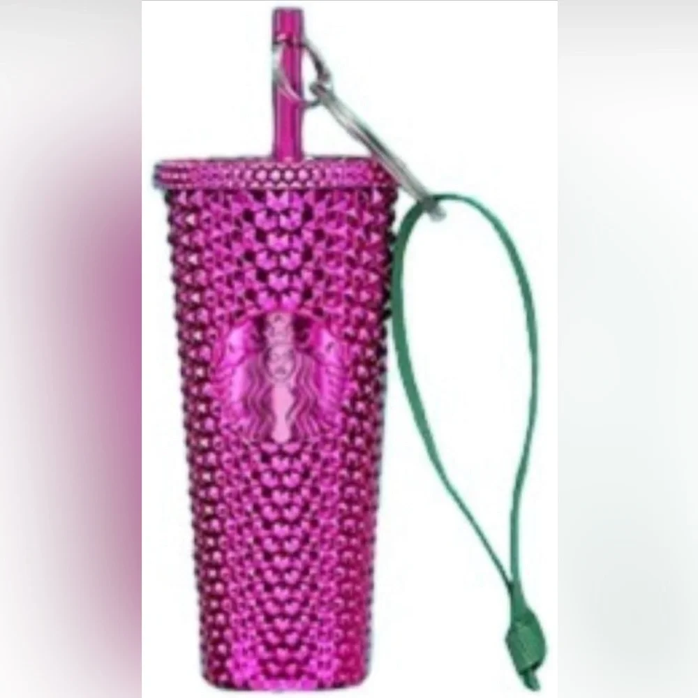 Starbucks Sangria Bright Pink Cup Ornament Keychain Holiday NEW NWT
